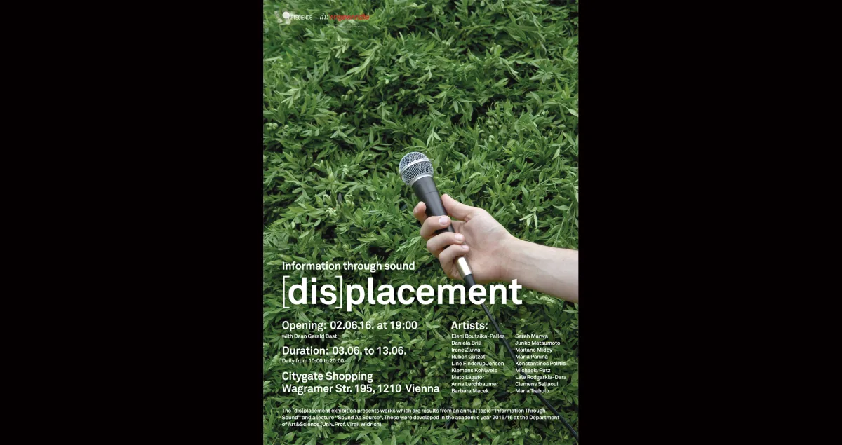 [dis]placement – Information through sound, Poster, grafische Gestaltung: Adrijan Karavdic, 2016