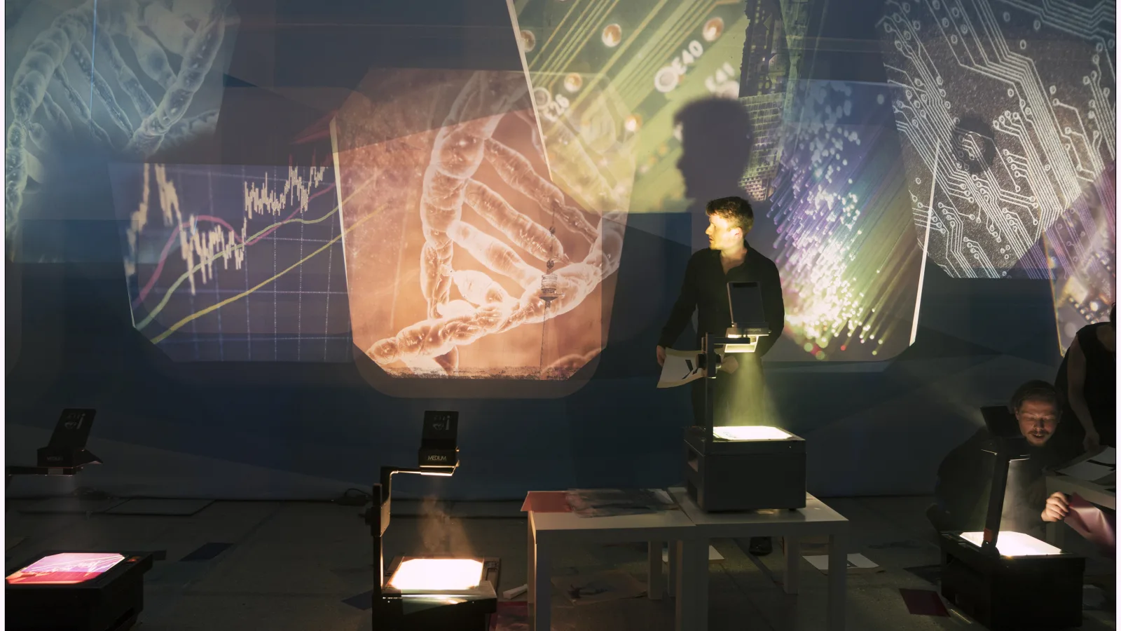 “70 Years of the Marshall Plan” on 21.6.2017. Projections in the exhibition. Jakob Huetter. Photo: Lukas Beck