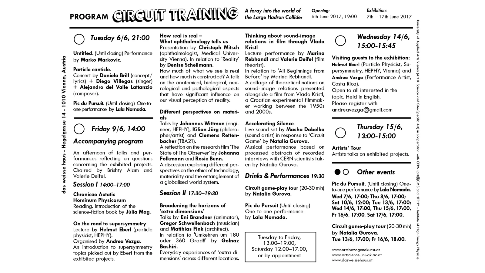 Program sheet “Circuit Training”, 2017