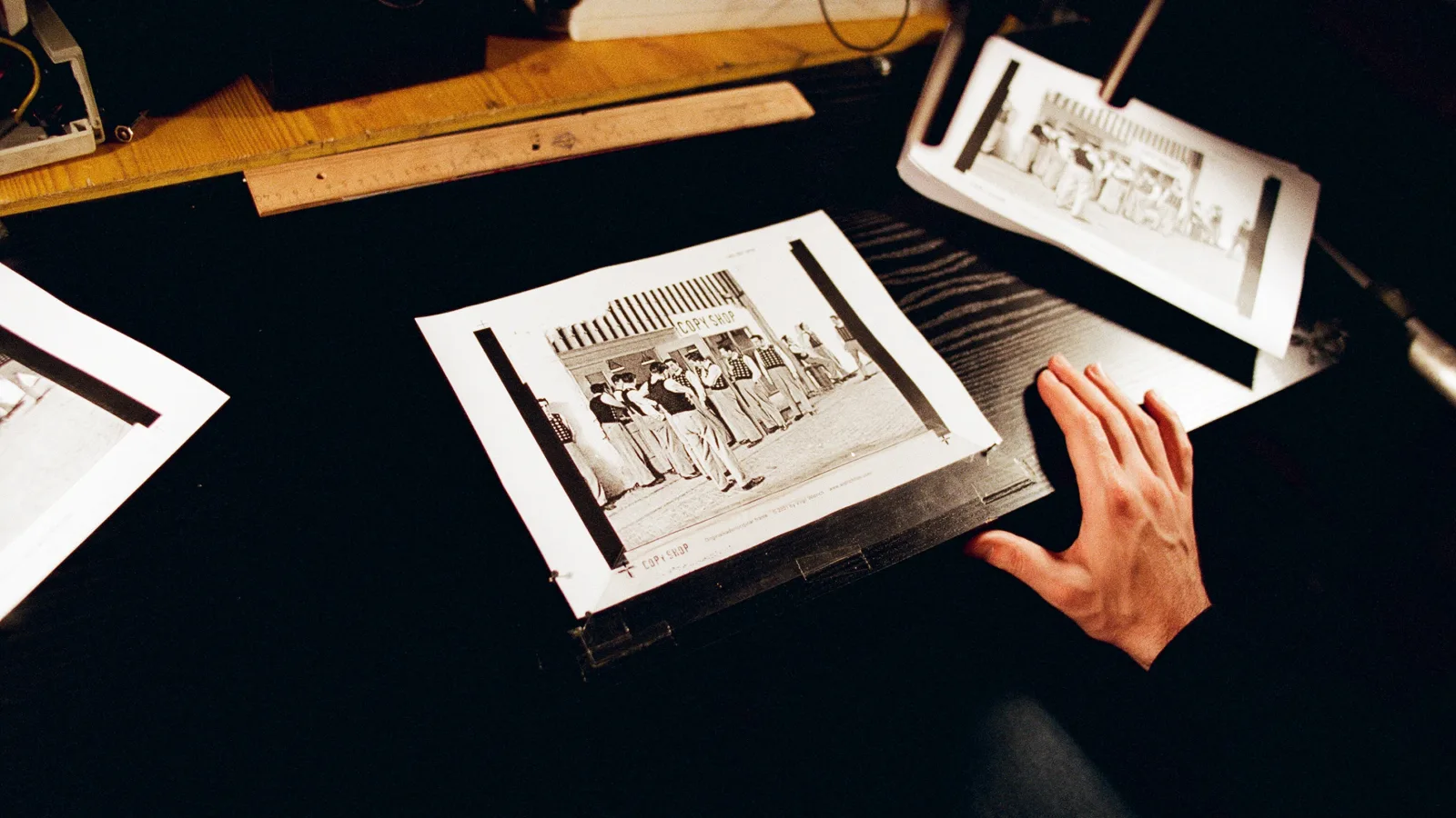 Shooting of “Copy Shop”, December 2000: Animation of the paper prints