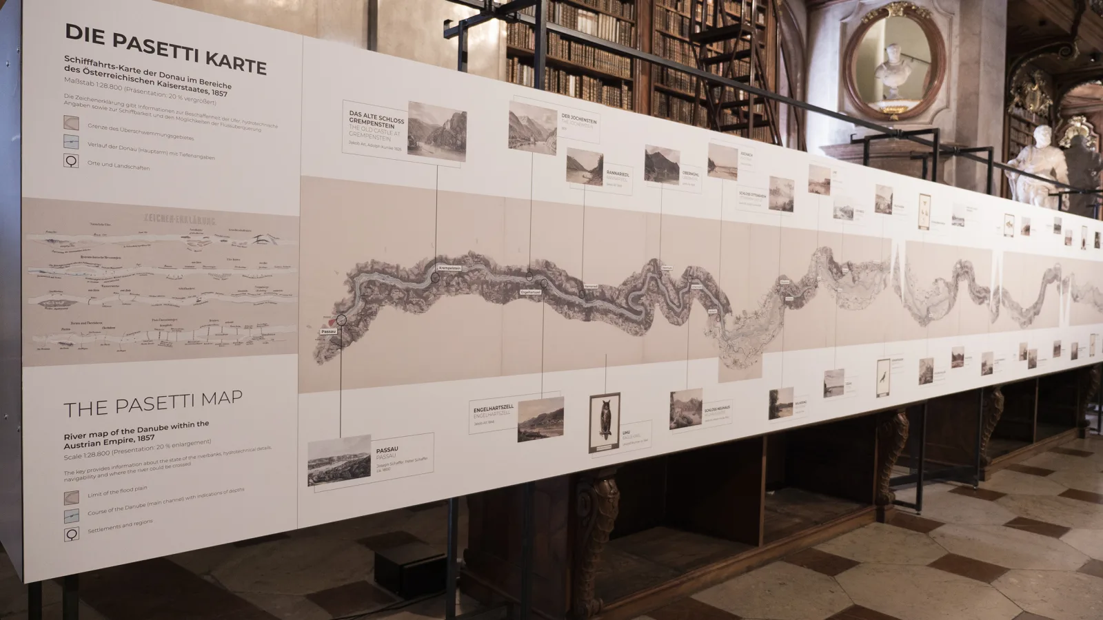 Exhibition “The Danube. A journey into the past” at Österreichische Nationalbibliothek, 2021. Photo: Virgil Widrich