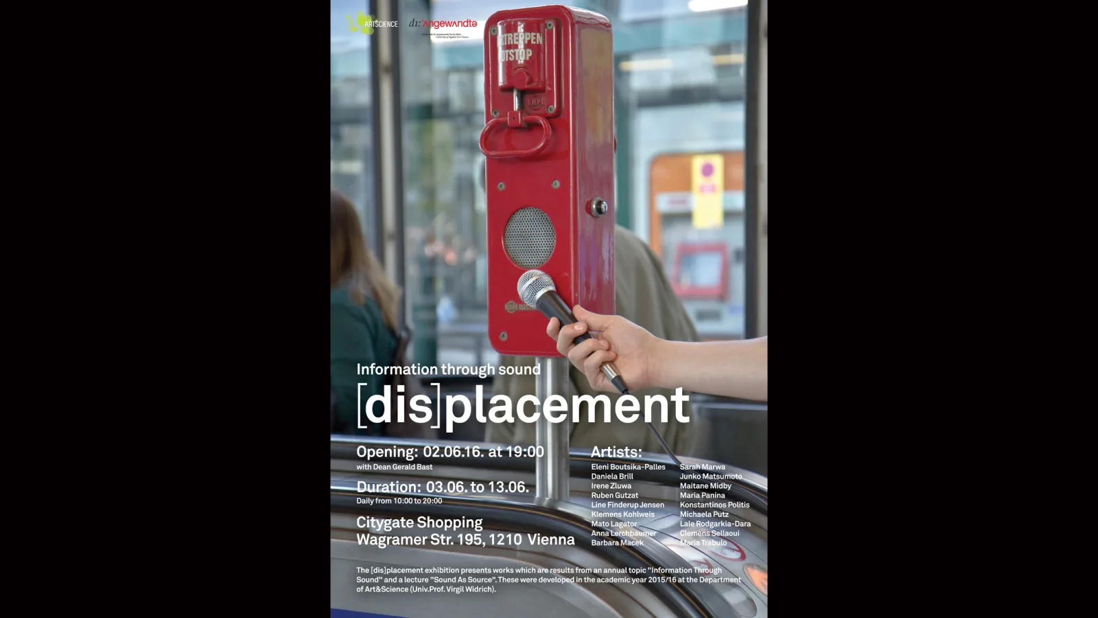 [dis]placement – Information through sound, poster, graphic design: Adrijan Karavdic, 2016