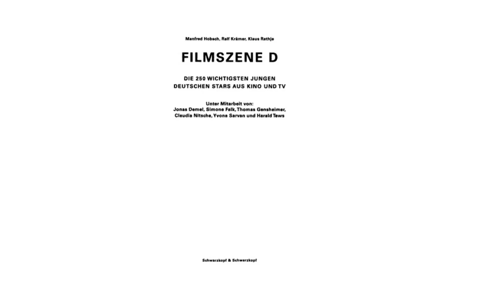 Book cover “Filmszene D – The 250 Most Important Young German Stars”
