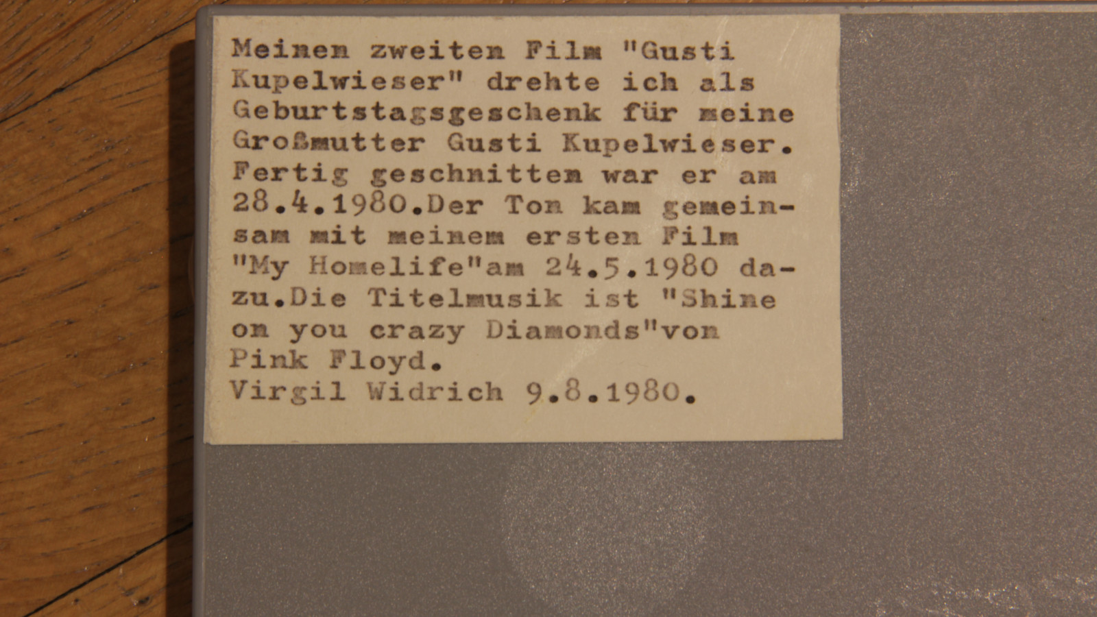 Super-8-Filmschachtel „Gusti Kupelwieser“, 1980
