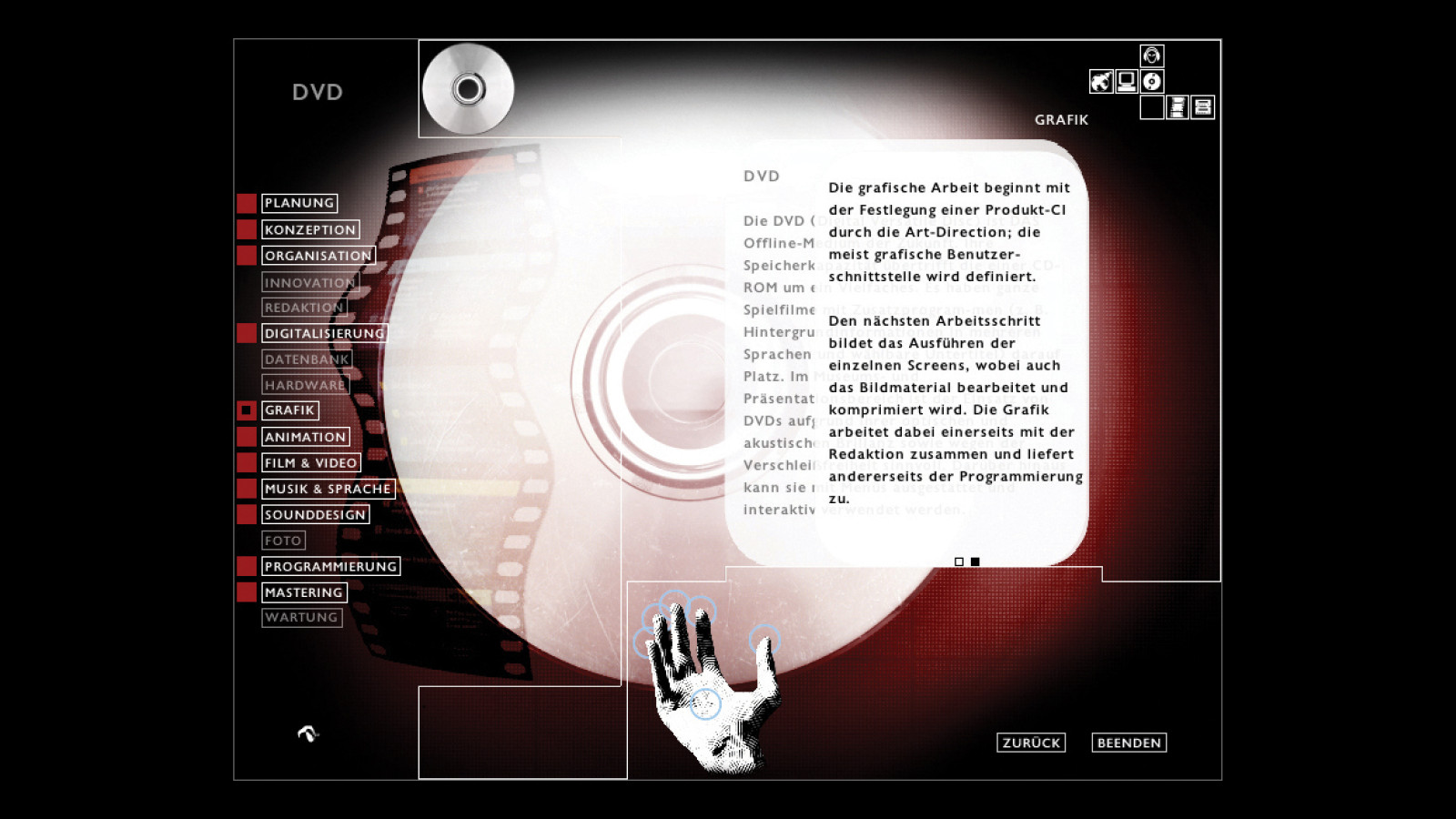 CD-ROM “Hands on Media”, screenshot, 2000