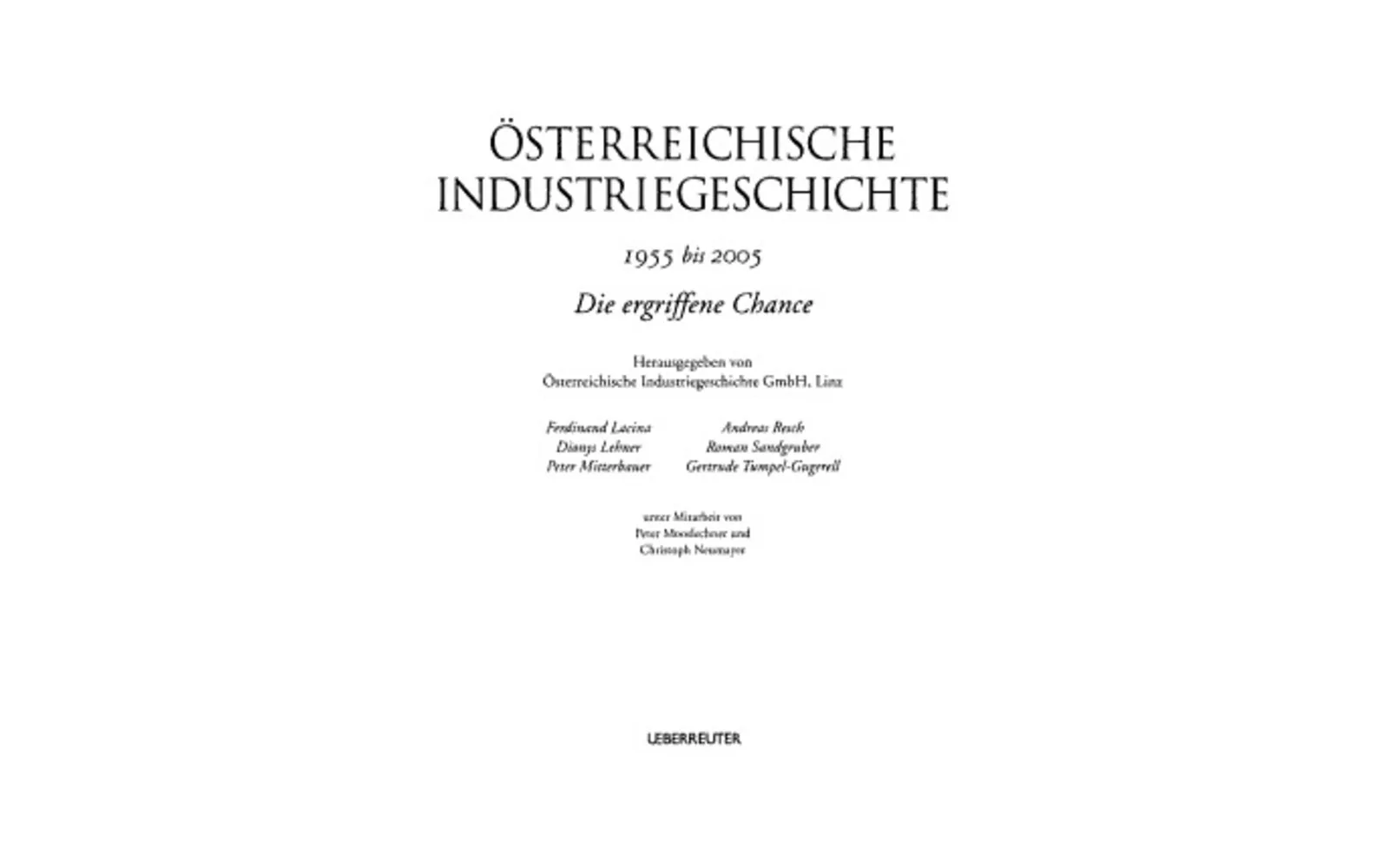 Book cover “Austrian Industrial History 1955–2005”