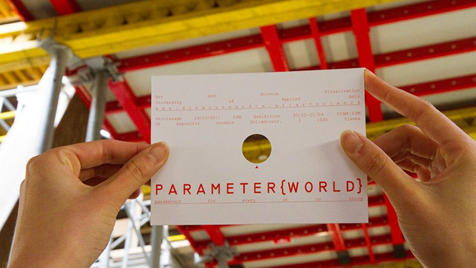 Postcard “Parameter{world} - parameters for every or no thing”, design: Pepa Bugueiro, Michaela Grass, David Palme