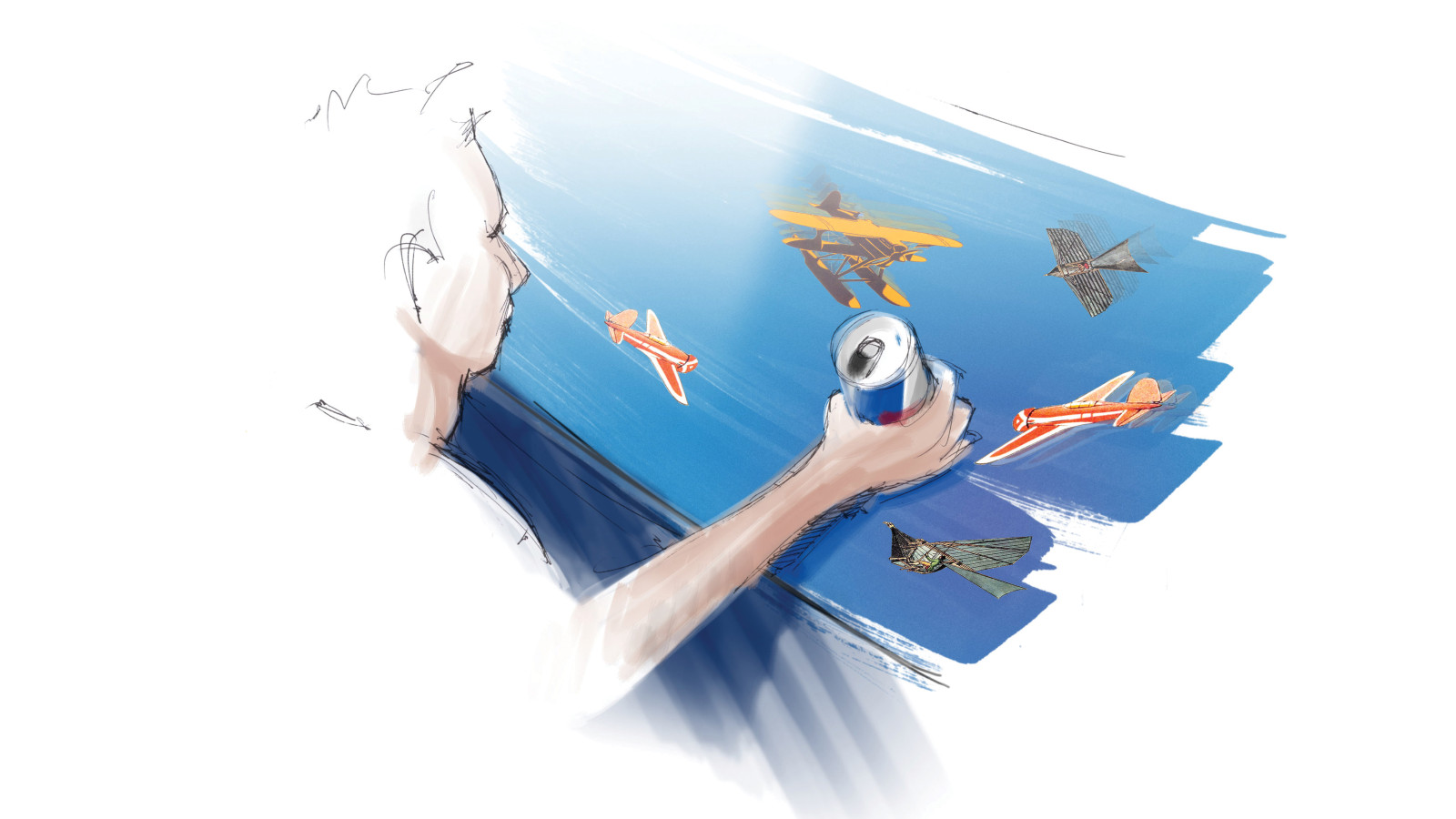 „Mayday Bar“ im Hangar-7, Illustration: Martin Osen