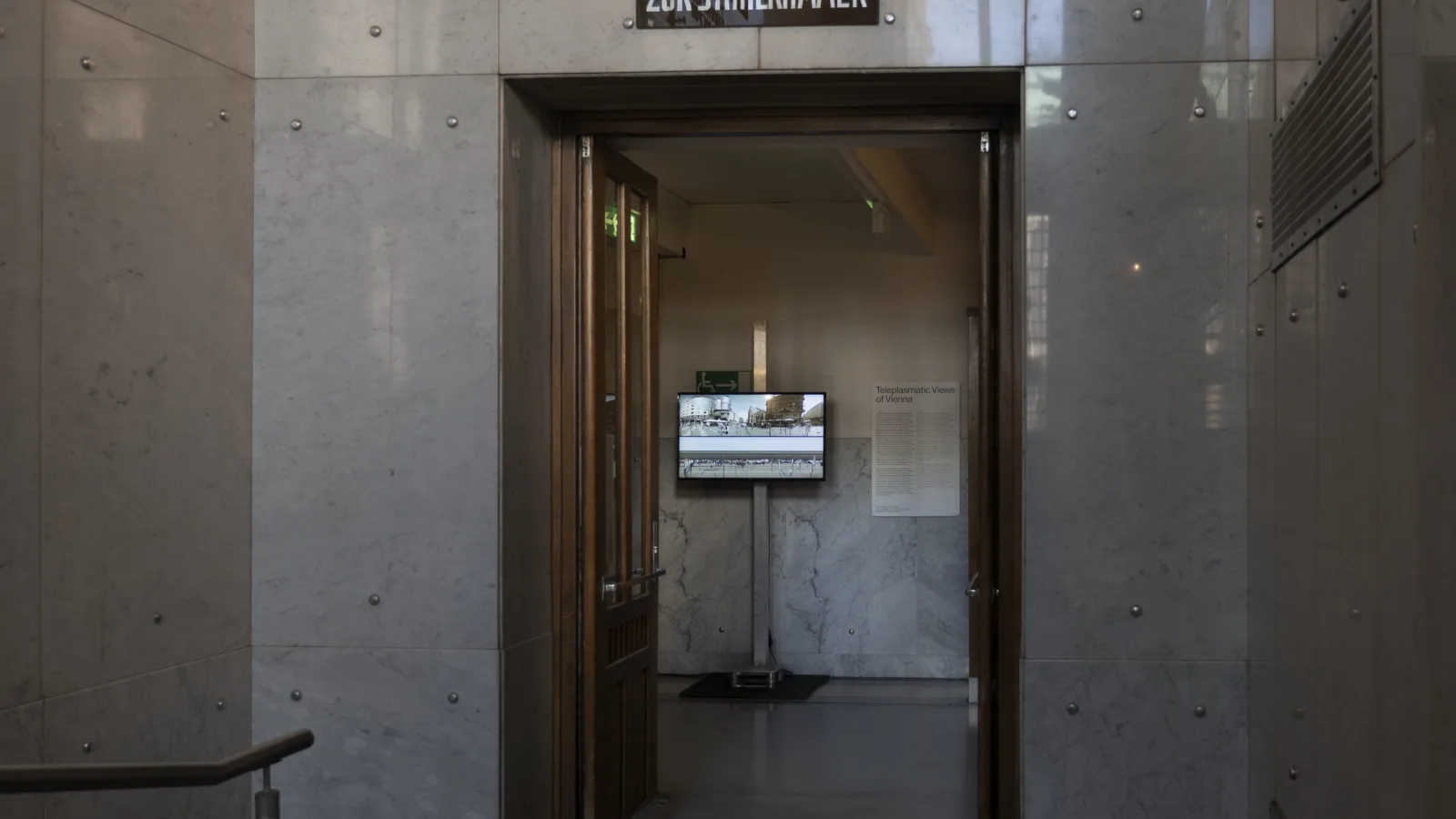 Video installation “Teleplasmatic Views of Vienna” by Martin Reinhart and Virgil Widrich at Foto Wien, Postsparkasse, 2019
